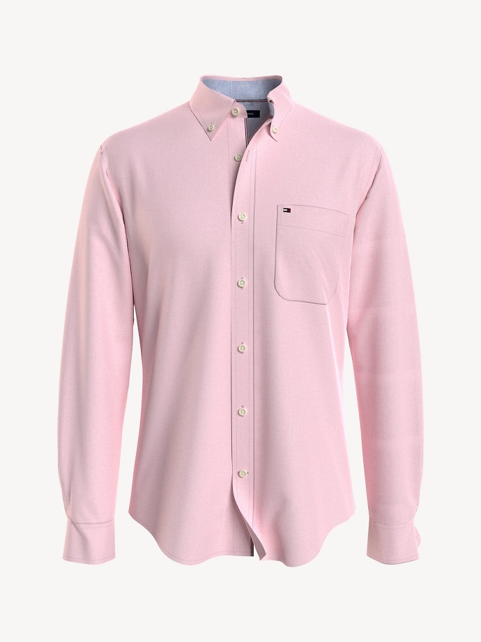 Drahocenná Růžová Custom Fit Stretch Oxford Košile Tommy Hilfiger