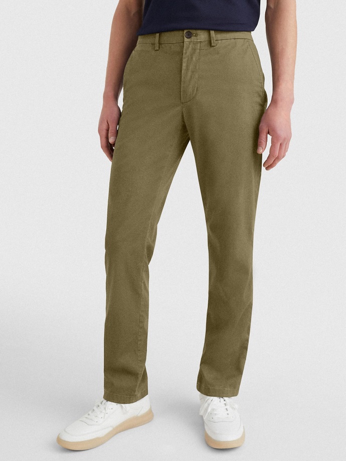 Armádní Zelená Tommy Hilfiger Denton Straight Fit Stretch Chino
