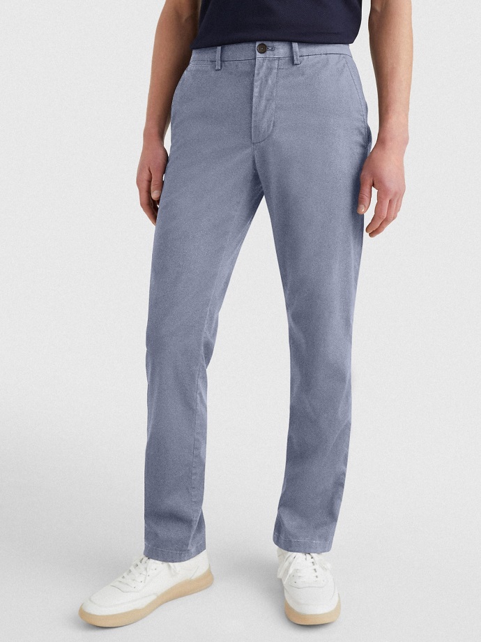 Vybledlé Indigo Tommy Hilfiger Denton Straight Fit Stretch Chino