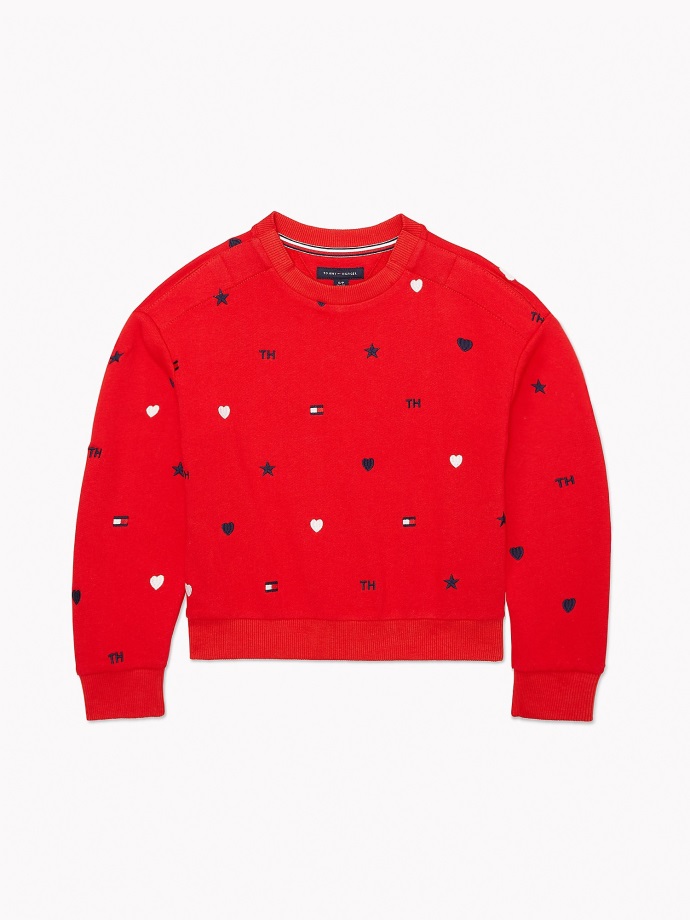 červená Mikina S Vyšívaným Motivem Tommy Hilfiger