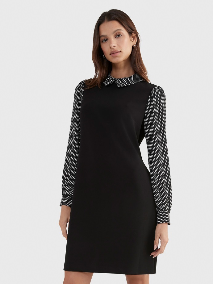 černé Základní Tečkované Keprové šaty Tommy Hilfiger