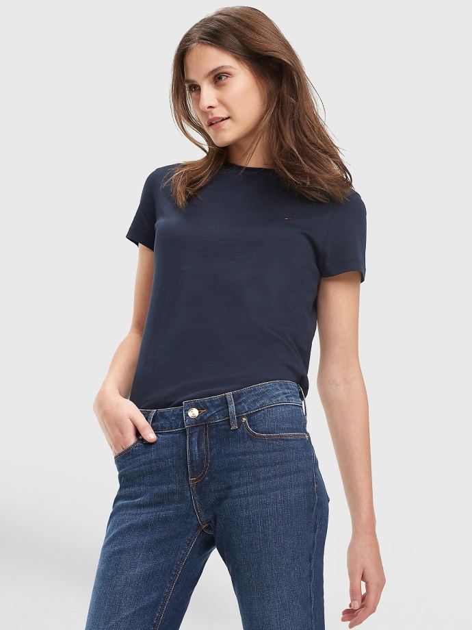 Půlnoční Základní Pevné Tričko Tommy Hilfiger