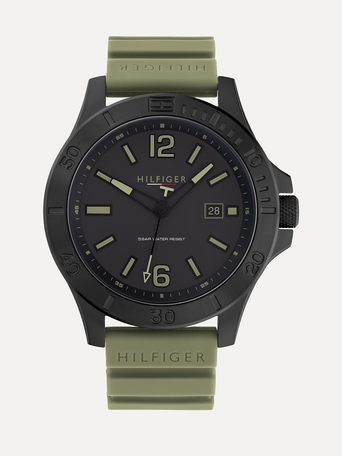 Explorer Hodinky Se Zeleným Silikonovým Páskem Zeleno/černý Tommy Hilfiger