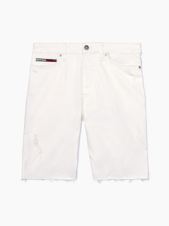 Bílá Tommy Hilfiger Vybledlé Džínové Bermudy Krátké