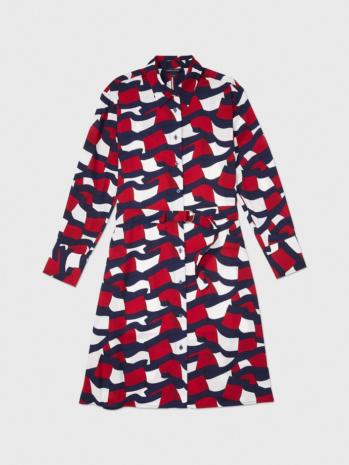 Modré Hlubiny Multi Tommy Hilfiger Flag Print Dress