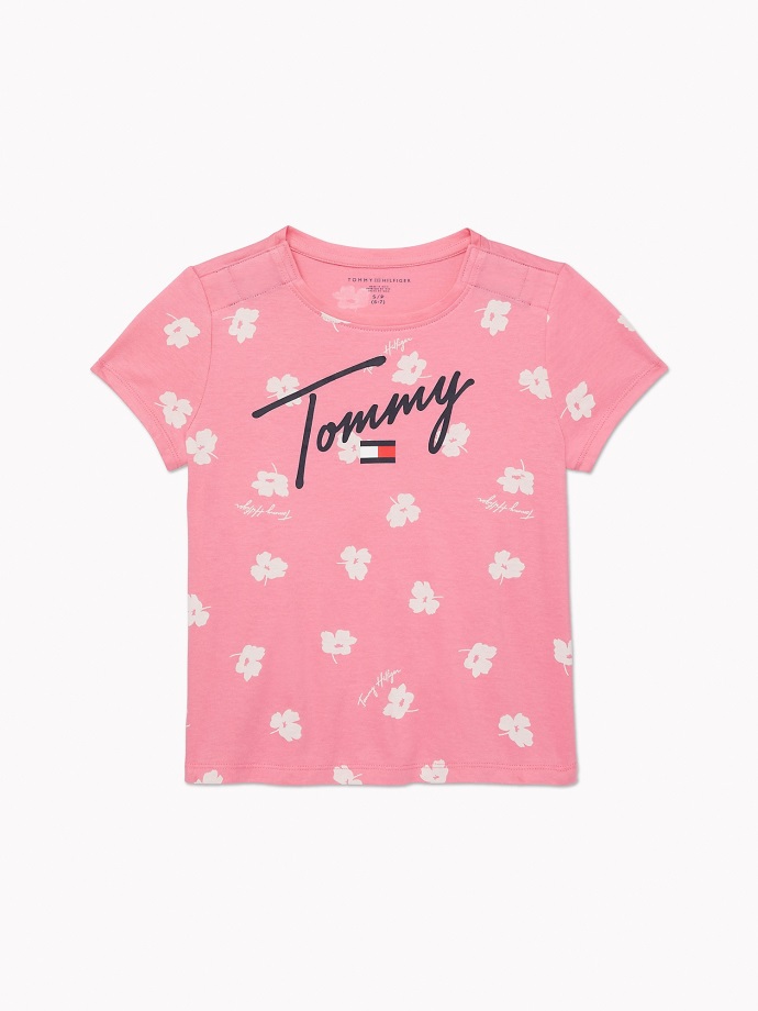 Exotické Růžové Multi Tommy Hilfiger Květinové Tričko