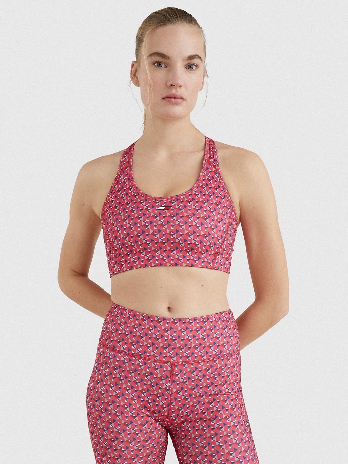 Geometrický Potisk Racerback Sportovní Podprsenka Tommy Hilfiger Small Island Geo Pink