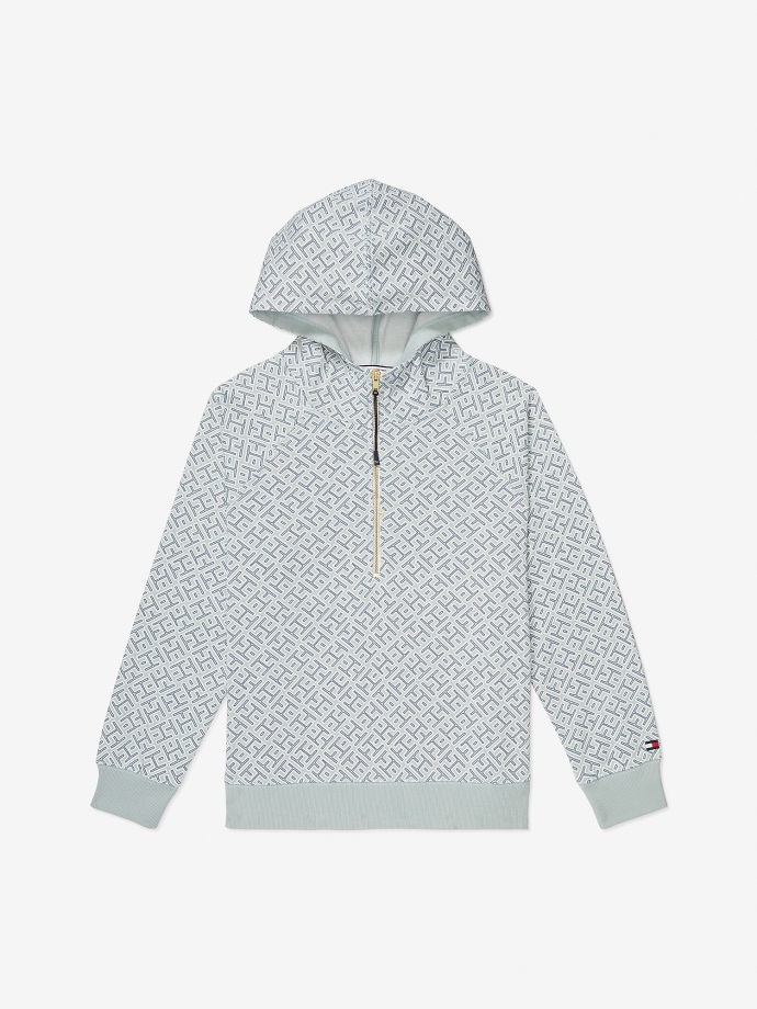 Mikina Tommy Hilfiger Modrá/multi S Potiskem Loga S Polovičním Zipem