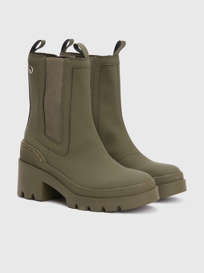 Armáda Zelená Na Podpatku Chelsea Boot Tommy Hilfiger