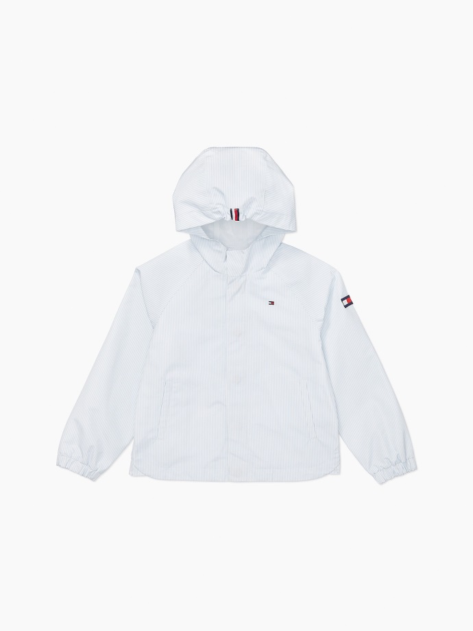 Pruhovaná Bunda S Kapucí Modro/bílá Tommy Hilfiger