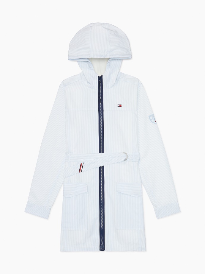 Tommy Hilfiger Bunda S Kapucí, Světle Modrá/bílá