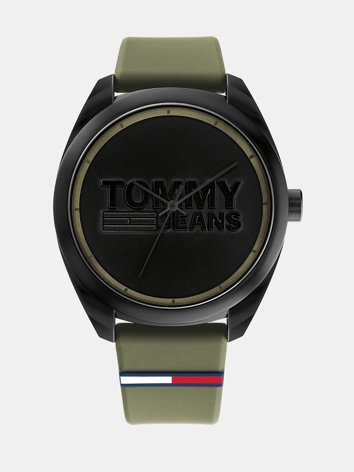 Iontové Mod Hodinky S Vojenským Zeleným Silikonovým Páskem Tommy Hilfiger černá/vojenská Zelená