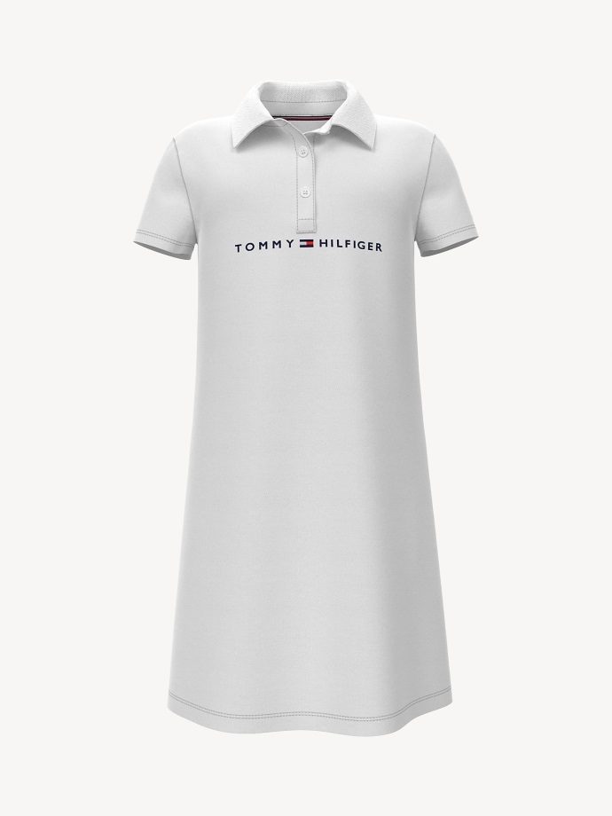 Dětské Klasické Polo šaty Tommy Hilfiger Zářivě Bílé