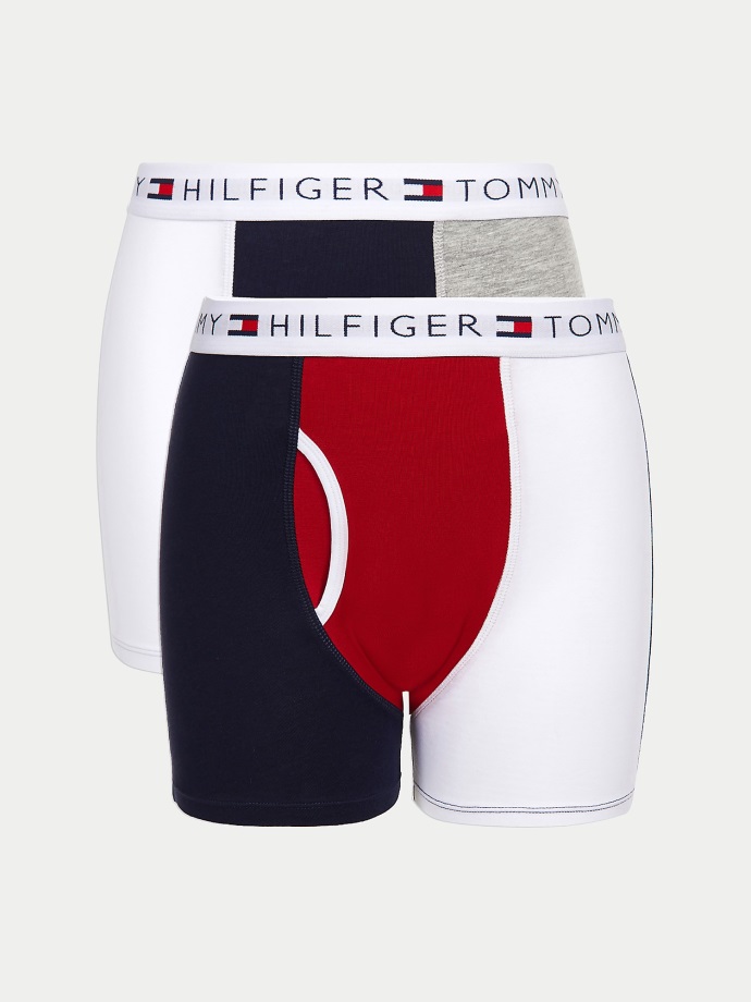 Tommy Hilfiger Zářivě Bílé/multi Dětské Boxerky S Barevným Blokem 2ks