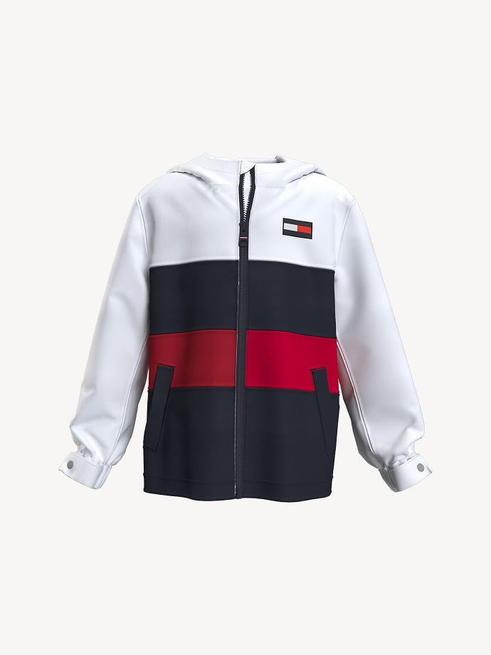 Dětská Colorblock Bunda S Kapucí Tommy Hilfiger červená/bílá/námořnická
