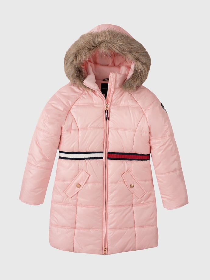 Dětská Kožešina Lemovaná Dlouhým Růžovým Stínem Tommy Hilfiger