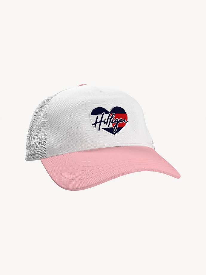 Dětská Srdíčka Trucker čepice Tommy Hilfiger Klasická Bílá/růžová