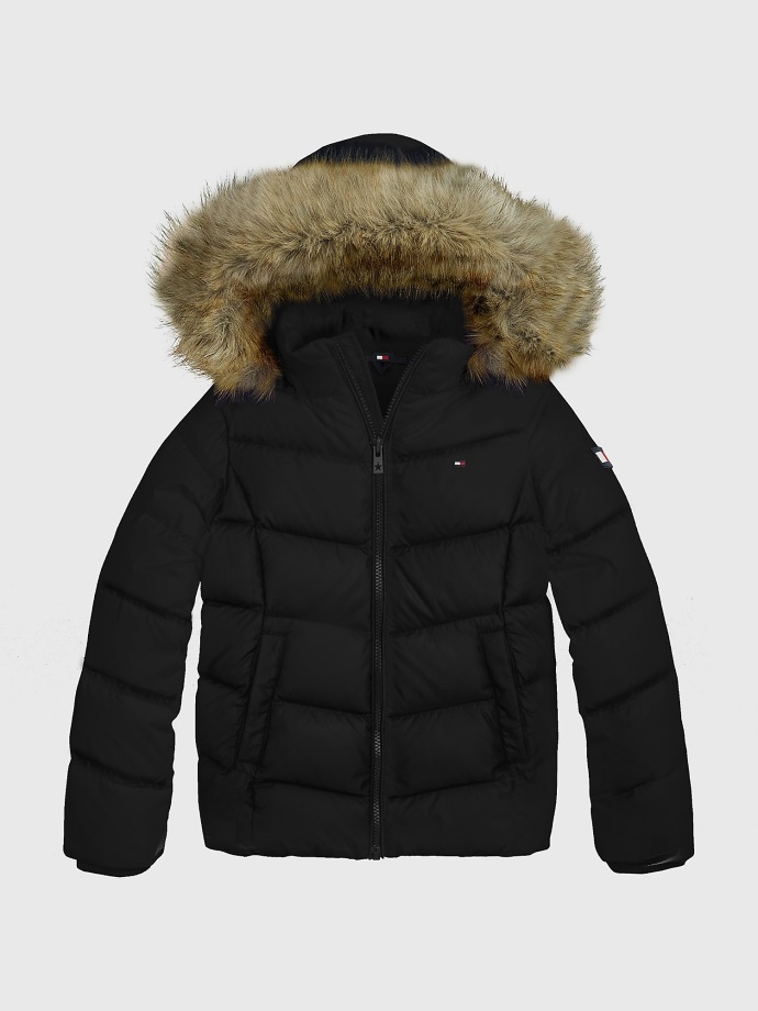 Dětská Péřová Bunda S Kapucí Tommy Hilfiger černá