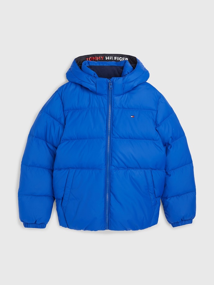 Dětská Péřová Bunda Kobaltová Tommy Hilfiger S Kapucí