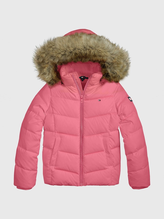 Dětská Péřová Bunda S Kapucí Tommy Hilfiger Empire Pink