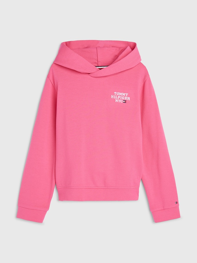 Dětská Mikina S Kapucí Nyc S Logem Tommy Hilfiger Růžová