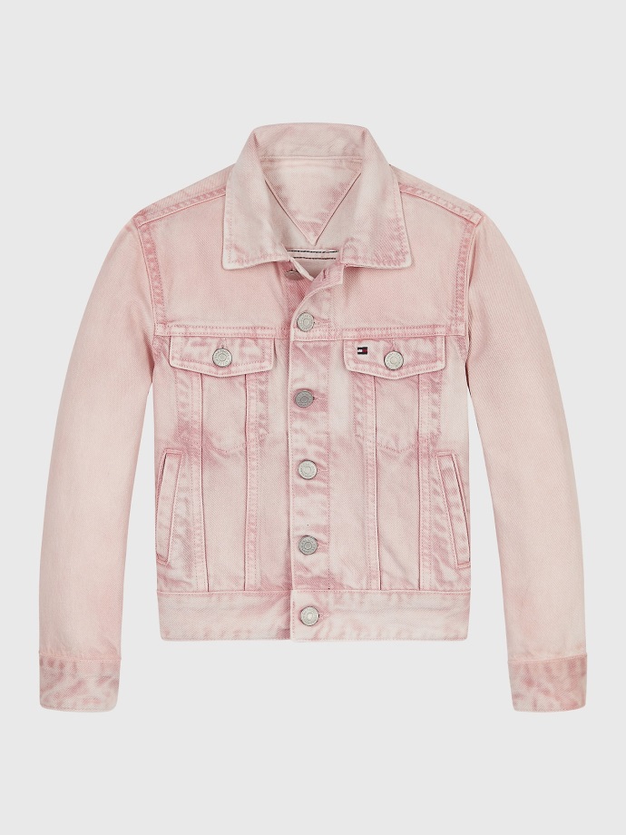 Vybledlá Růžová Dětská Oversized Trucker Bunda Tommy Hilfiger