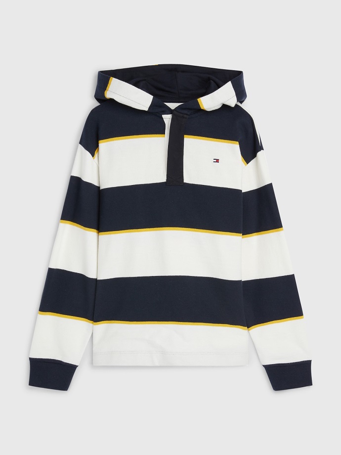 Bílá/multi Tommy Hilfiger Dětská Mikina Na Rugby S Pruhy