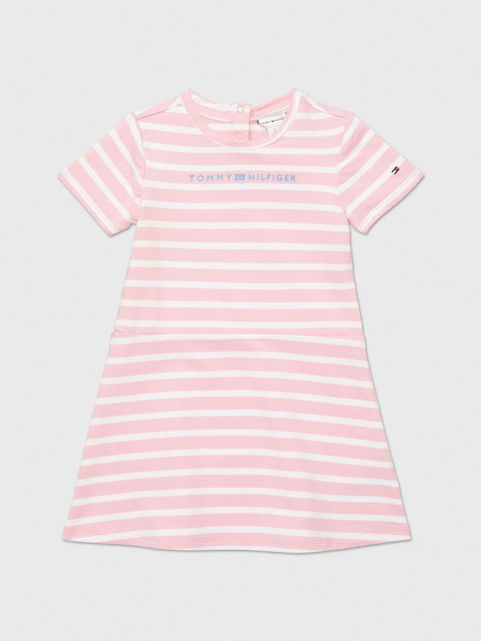 Bílý Proužek/svěže Růžové Dětské Skater šaty Tommy Hilfiger