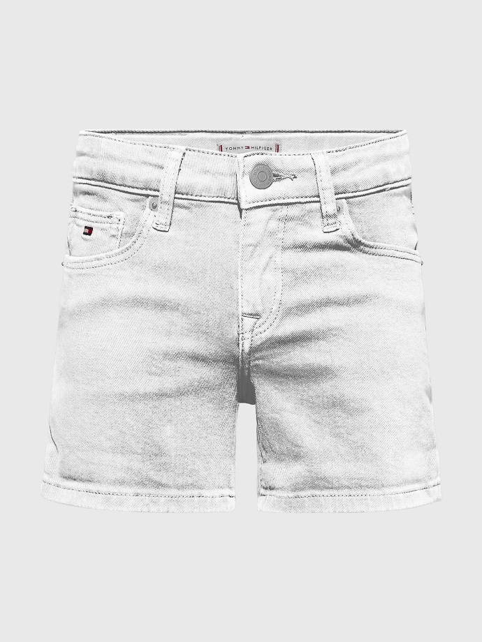 Bílý Dětský Pevný Denim Krátký Tommy Hilfiger