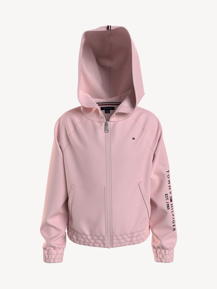 Dětská Pevná Mikina Na Zip Tommy Hilfiger Jemně Růžová