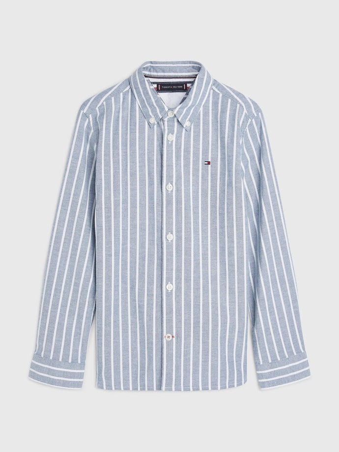 Modrá Dock/bílá Dětská Oxfordská Košile Tommy Hilfiger S Pruhy