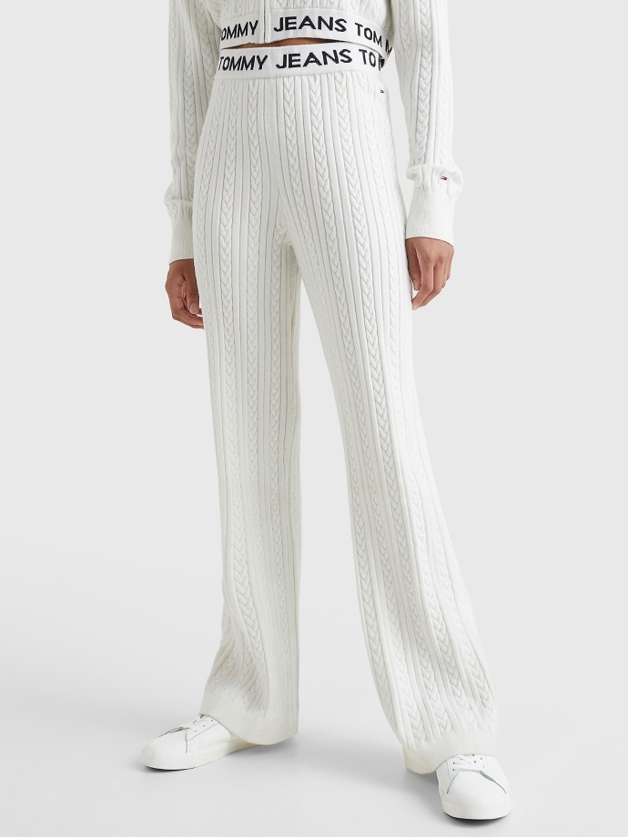 Bílý Pletený Svetr Kalhoty Tommy Hilfiger
