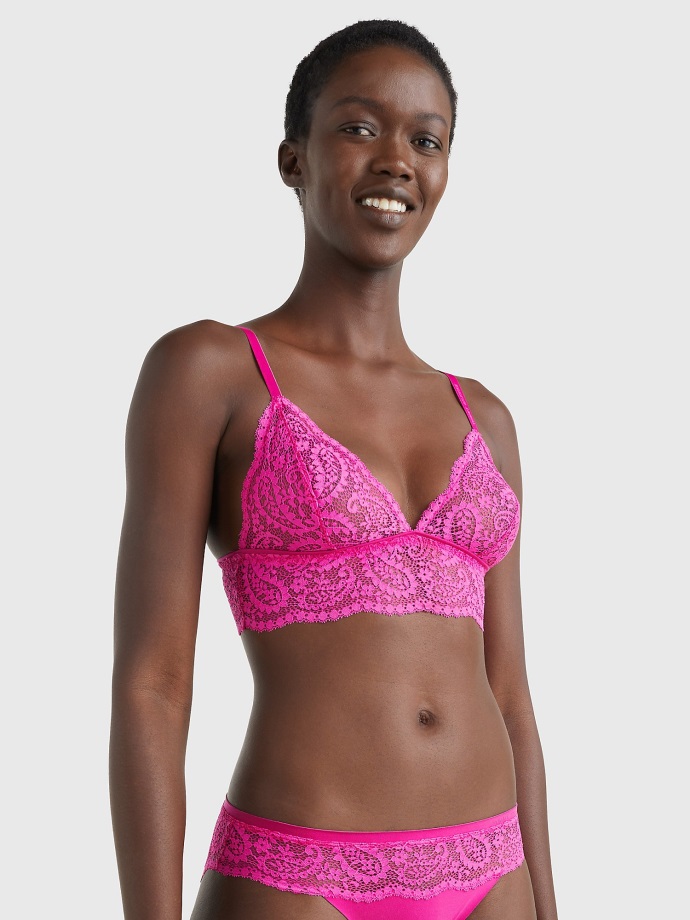 Krajkový Trojúhelník Bralette Tommy Hilfiger Výstřední Purpurová