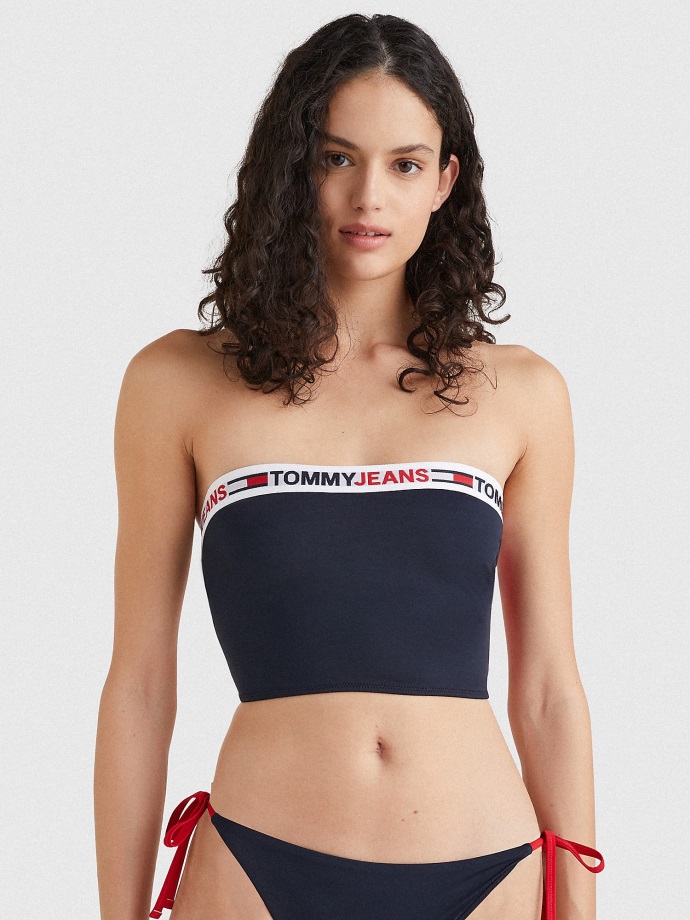 červené/námořnické Plavky S Logem Tommy Hilfiger Bandeau