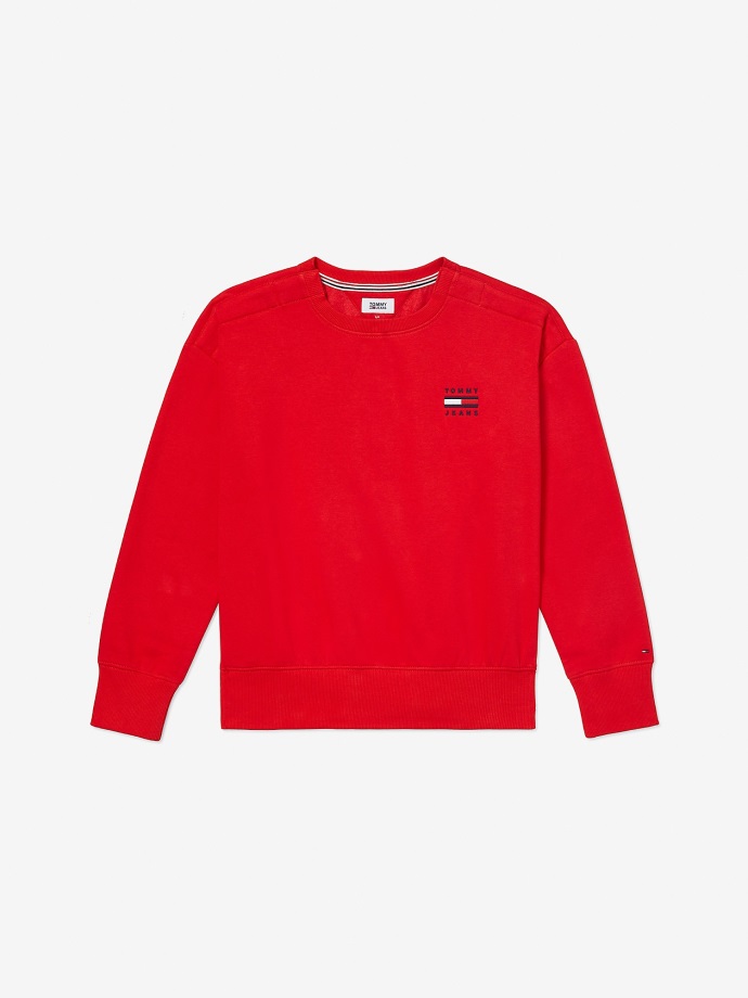 Logo Crewneck Mikina Tvářenka červená Tommy Hilfiger