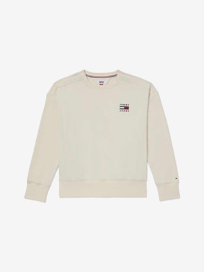 Logo Crewneck Mikina Bílá Labuť Tommy Hilfiger