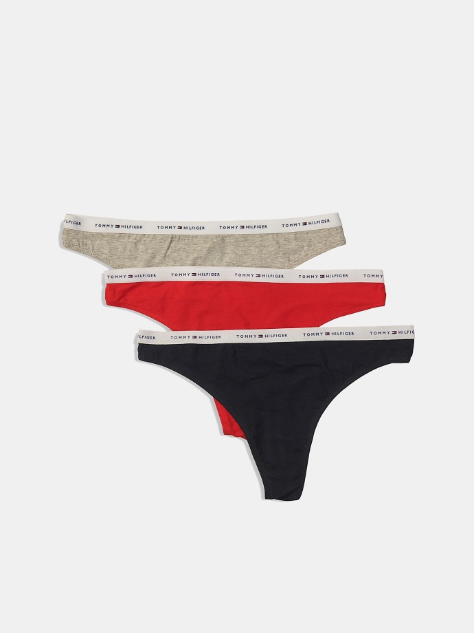červené Logo Mix Tanga 3pk Tommy Hilfiger