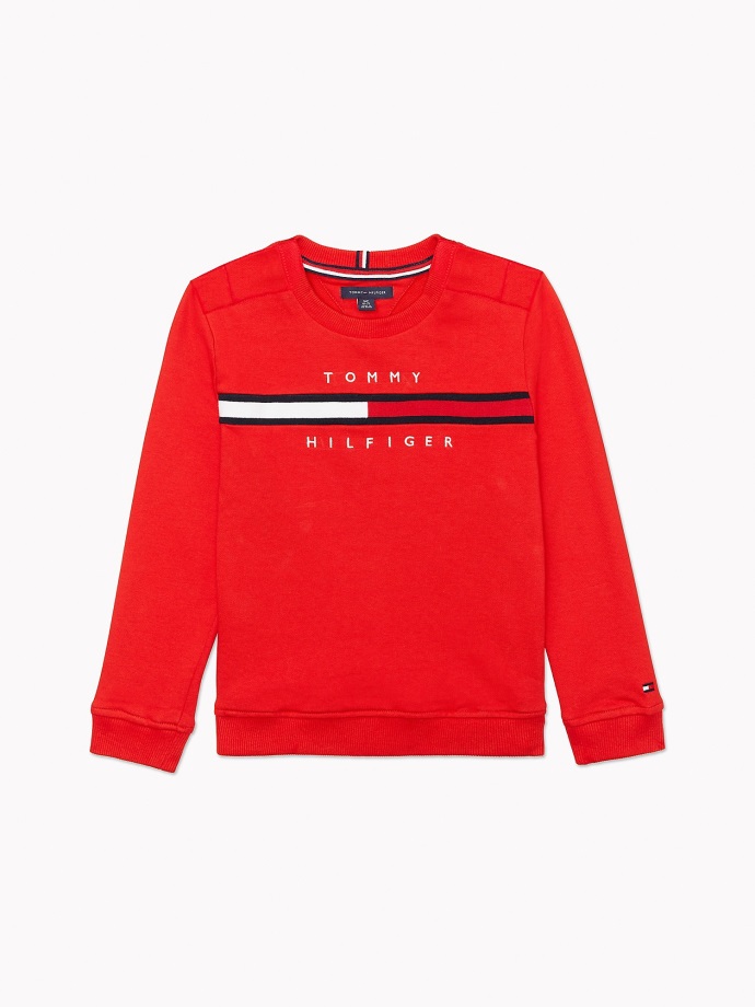 Apple červená Mikina S Logem Tommy Hilfiger S Pruhy