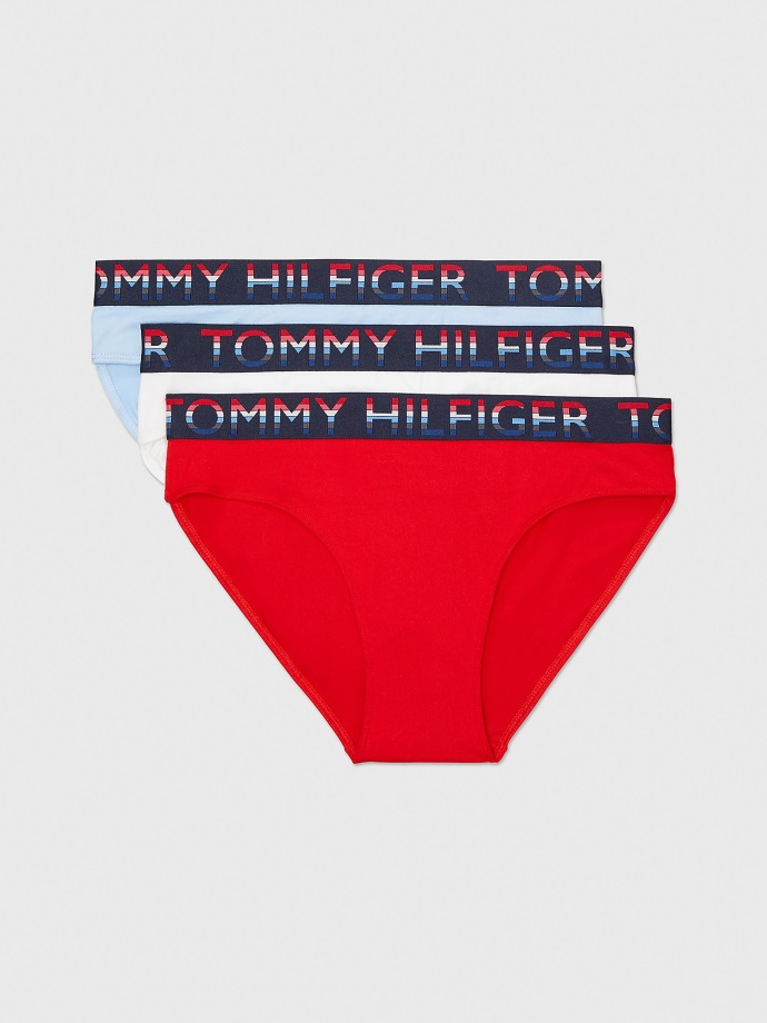 Logo Páskové Bikiny 3pk červená/bílá/chambray Modrá Tommy Hilfiger