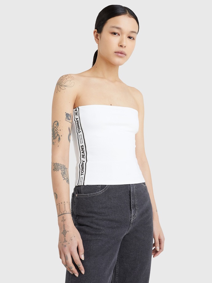 Bílé Logo Tape Tube Top Tommy Hilfiger