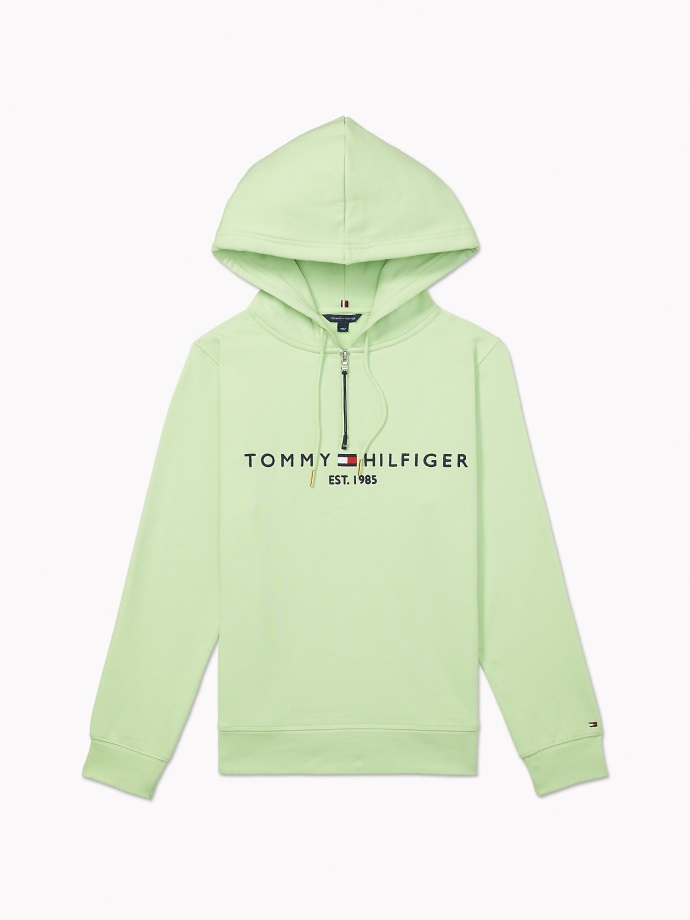 Mikina S Kapucí Na Zip S Logem Tommy Hilfiger Deep Sea Lime