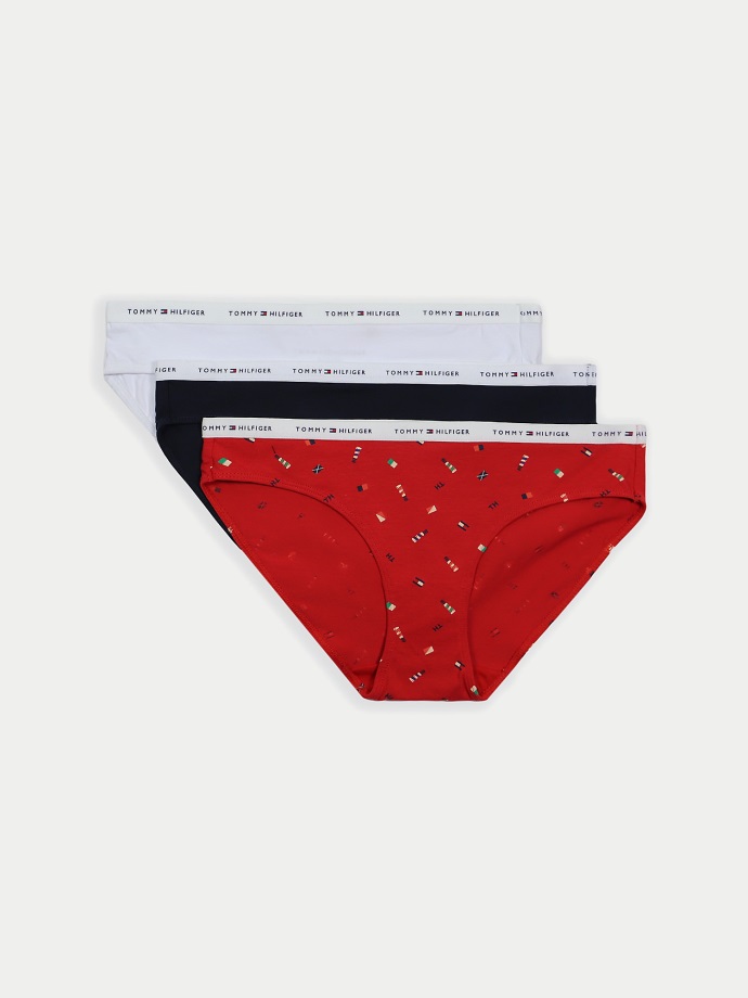 Mix Logo Bikini Slipy 3ks Bílá/námořnická/červená Tommy Hilfiger