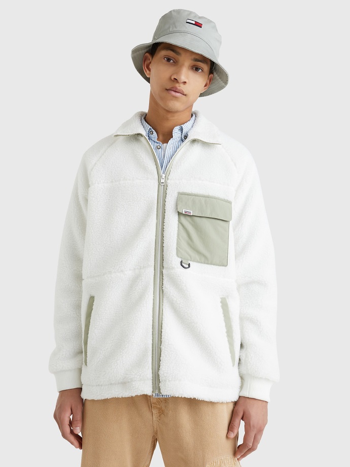 Kombinovaná Média šerpa Bunda Starověká Bílá Tommy Hilfiger