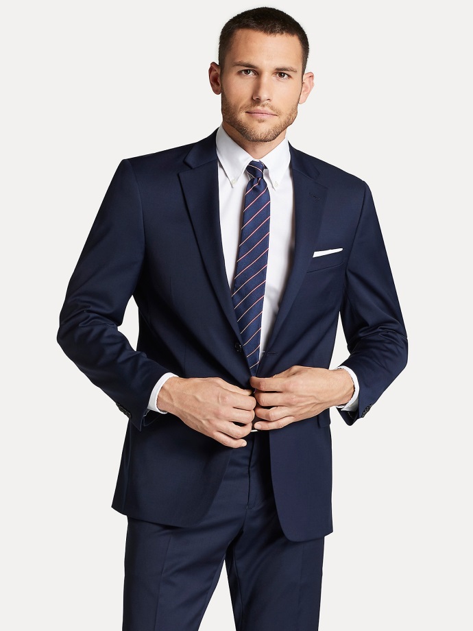 Blue Tommy Hilfiger Regular Fit Modré Sako Ze žraločí Kůže