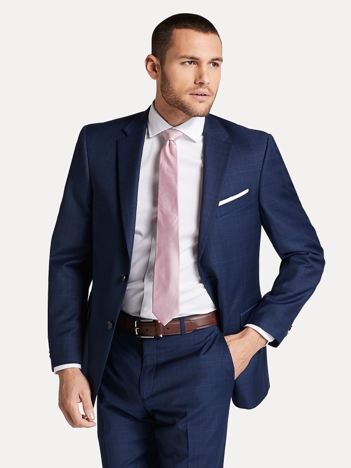 Regular Fit Základní Kostkované Sako Tommy Hilfiger Modrý Kostkovaný