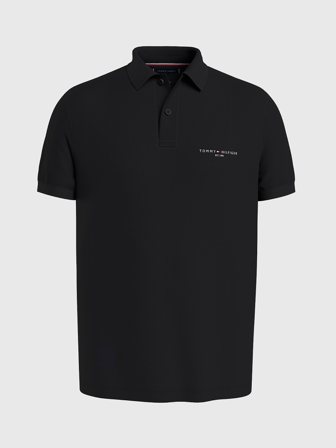 černé Polo S Logem Tommy Hilfiger Regular Fit