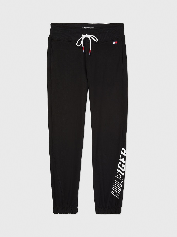 černé Tepláky S Logem Tommy Hilfiger Uvolněného Střihu