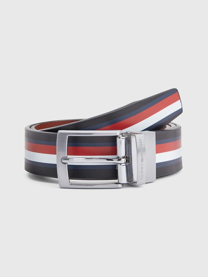Oboustranný Kožený Pásek Námořnický/korporátní Tommy Hilfiger