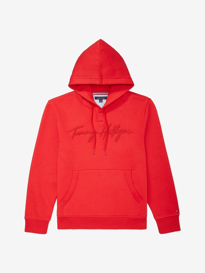 Apple Red Podpis Mikina S Kapucí Tommy Hilfiger