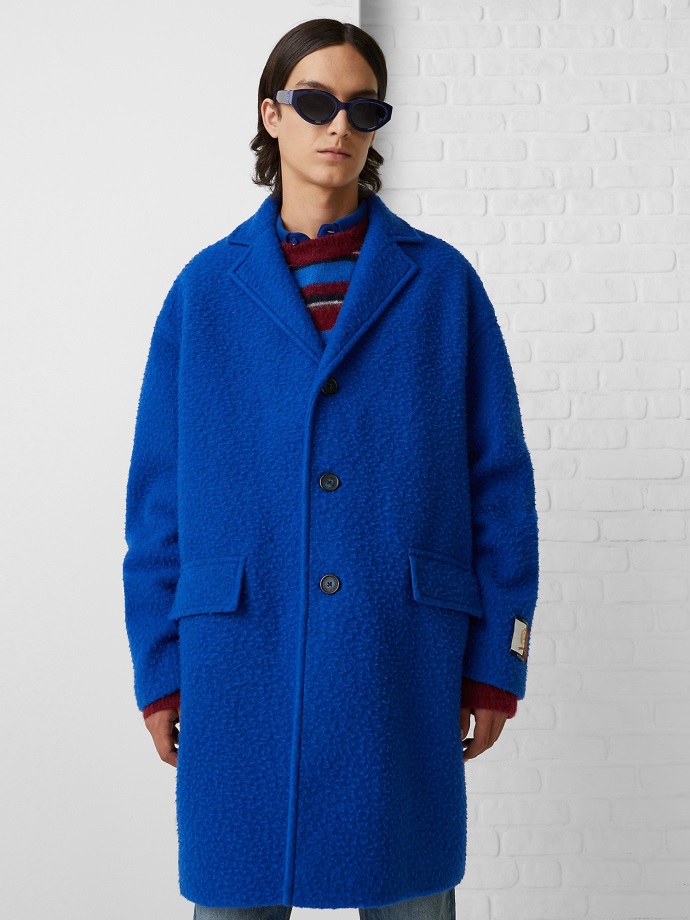 Jednořadý Texturovaný Kabát Odvážný Modrý Tommy Hilfiger